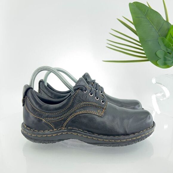 Born Women's Jean Moro Oxford Size 7 Lace Up Work Shoe Black Leather Casual - Picture 3 of 15